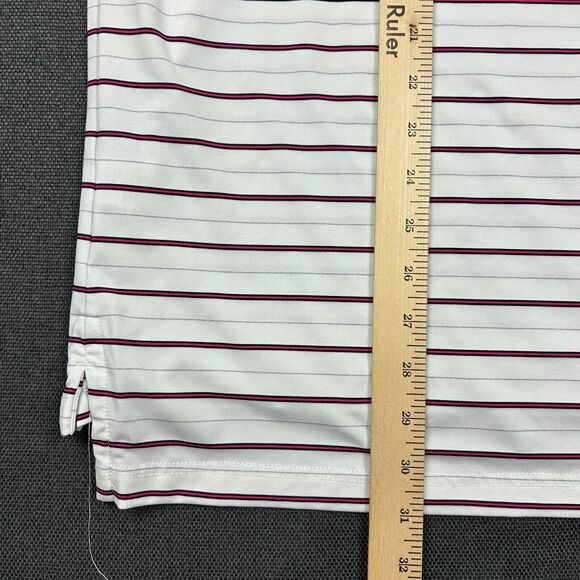 Fairway & Greene Polo Shirt Mens Large Tech Performance White Pink Striped Logo - Picture 7 of 8
